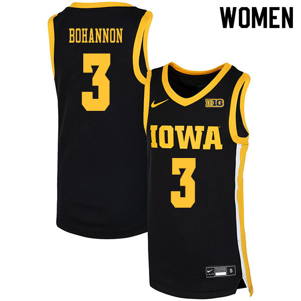 2020 Women #3 Jordan Bohannon Iowa Hawkeyes College Basketball Jerseys Sale-Black